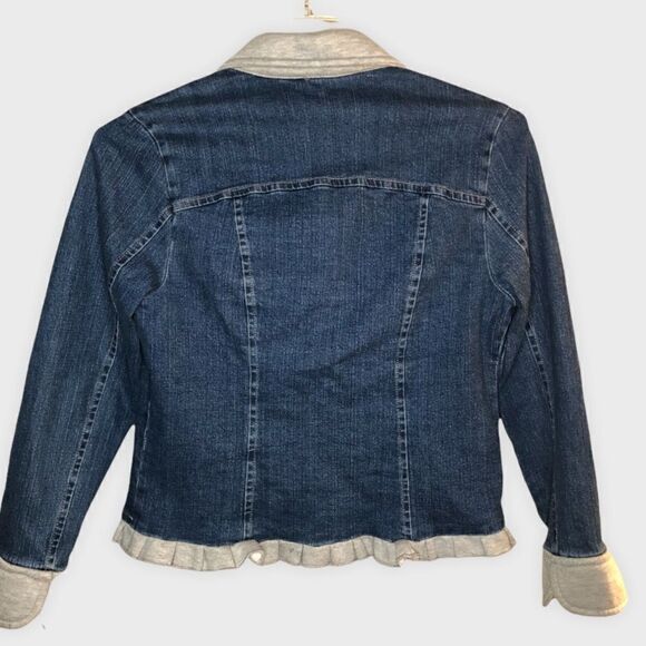 NorthStyle Denim & Fleece Jacket Vintage Style with Ruffle peplum Size Small - Picture 5 of 11